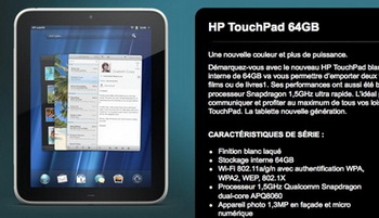 White HP TouchPad 64GB